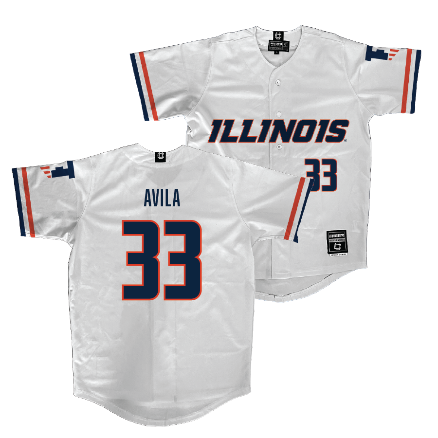 Illinois White Softball Jersey - Yazzy Avila #33