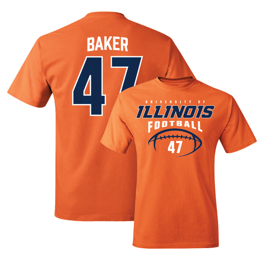 Orange Illinois Football Tee    - Easton Baker