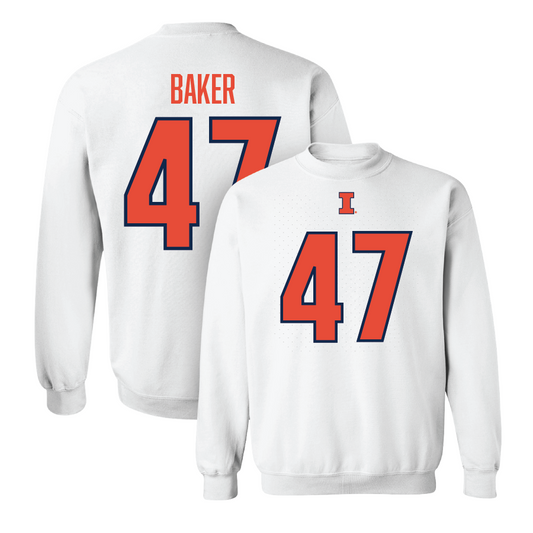 White Illinois Player Crew     - Easton Baker