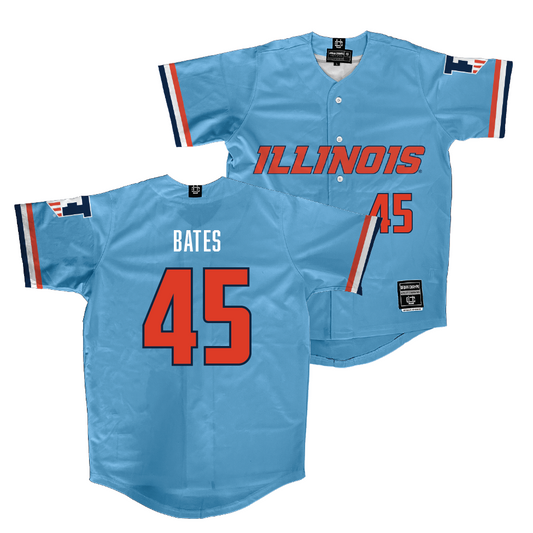 Illinois Light Blue Baseball Jersey   - Zach Bates