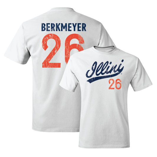 Illinois Softball White Script Comfort Colors Tee   - Paige Berkmeyer