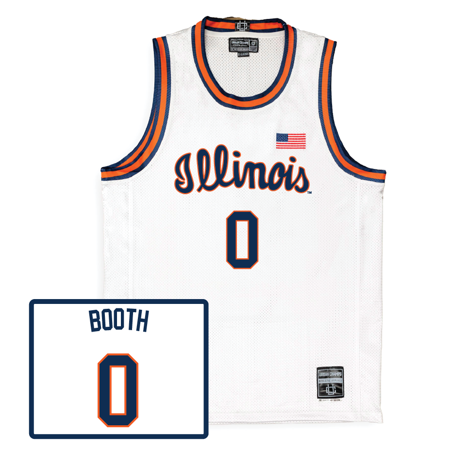 Men's Basketball White Script Jersey  - Carey Booth