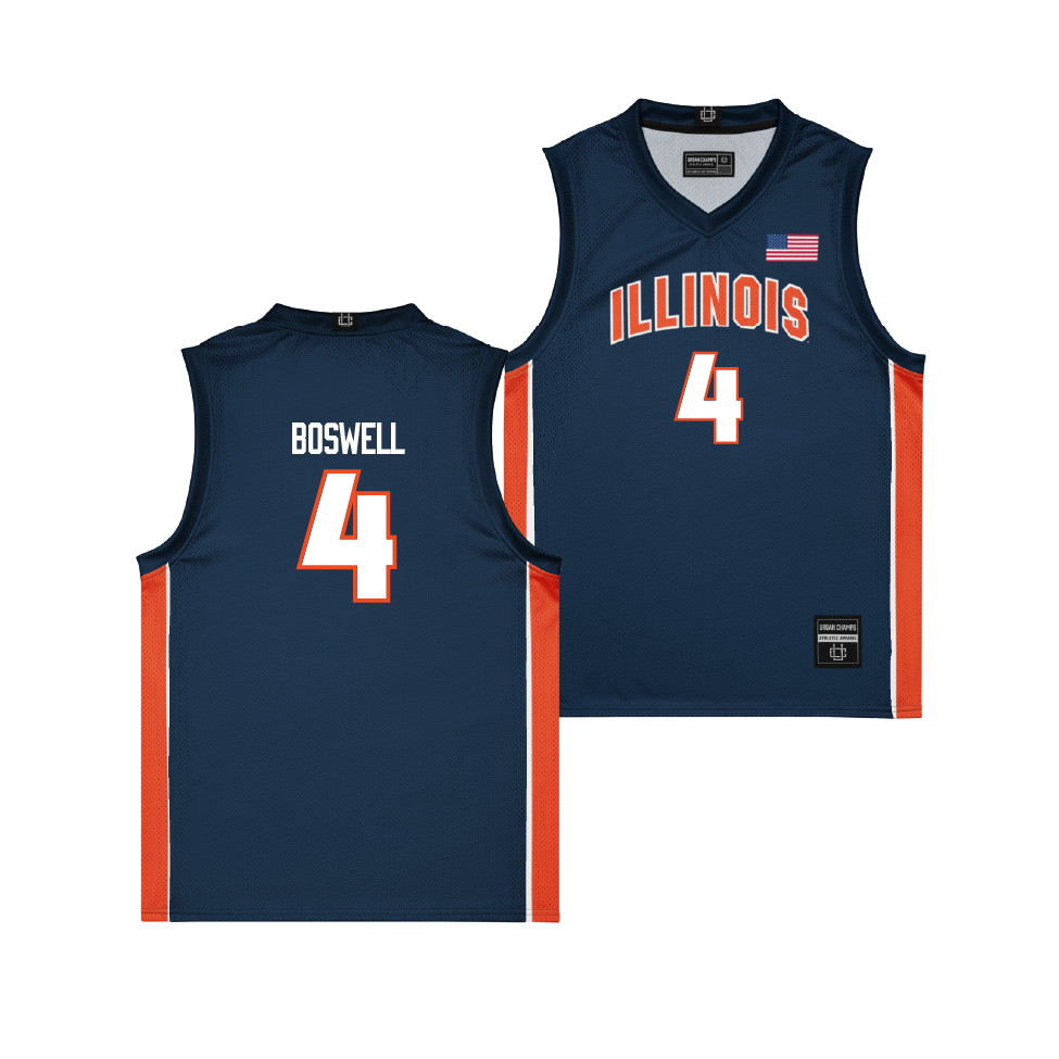 Illinois Men's Basketball Navy Jersey - Kylan Boswell