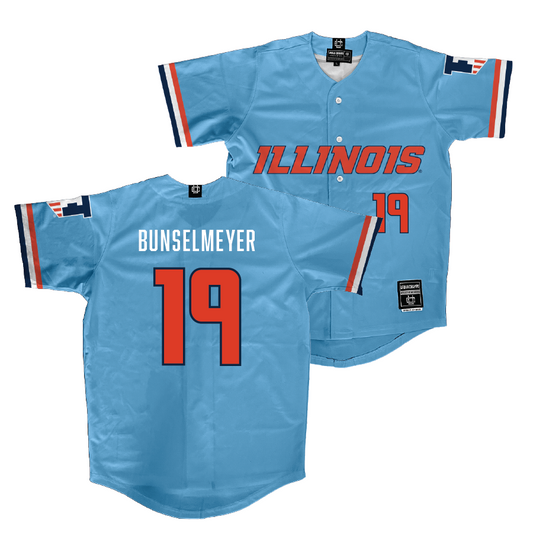 Illinois Light Blue Baseball Jersey - Korey Bunselmeyer #19