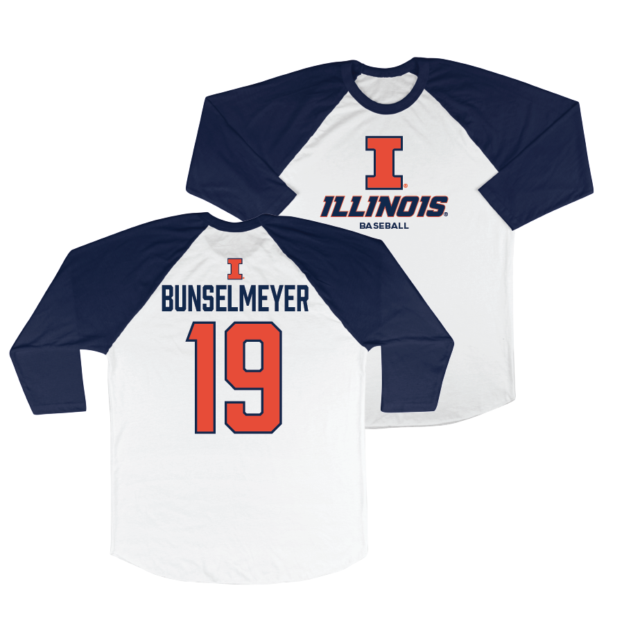 Illinois Baseball 3/4 Sleeve Raglan Tee - Korey Bunselmeyer #19