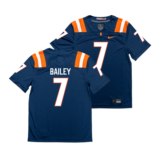 Nike Illinois Navy NIL Game Replica Football Jersey - Matthew Bailey