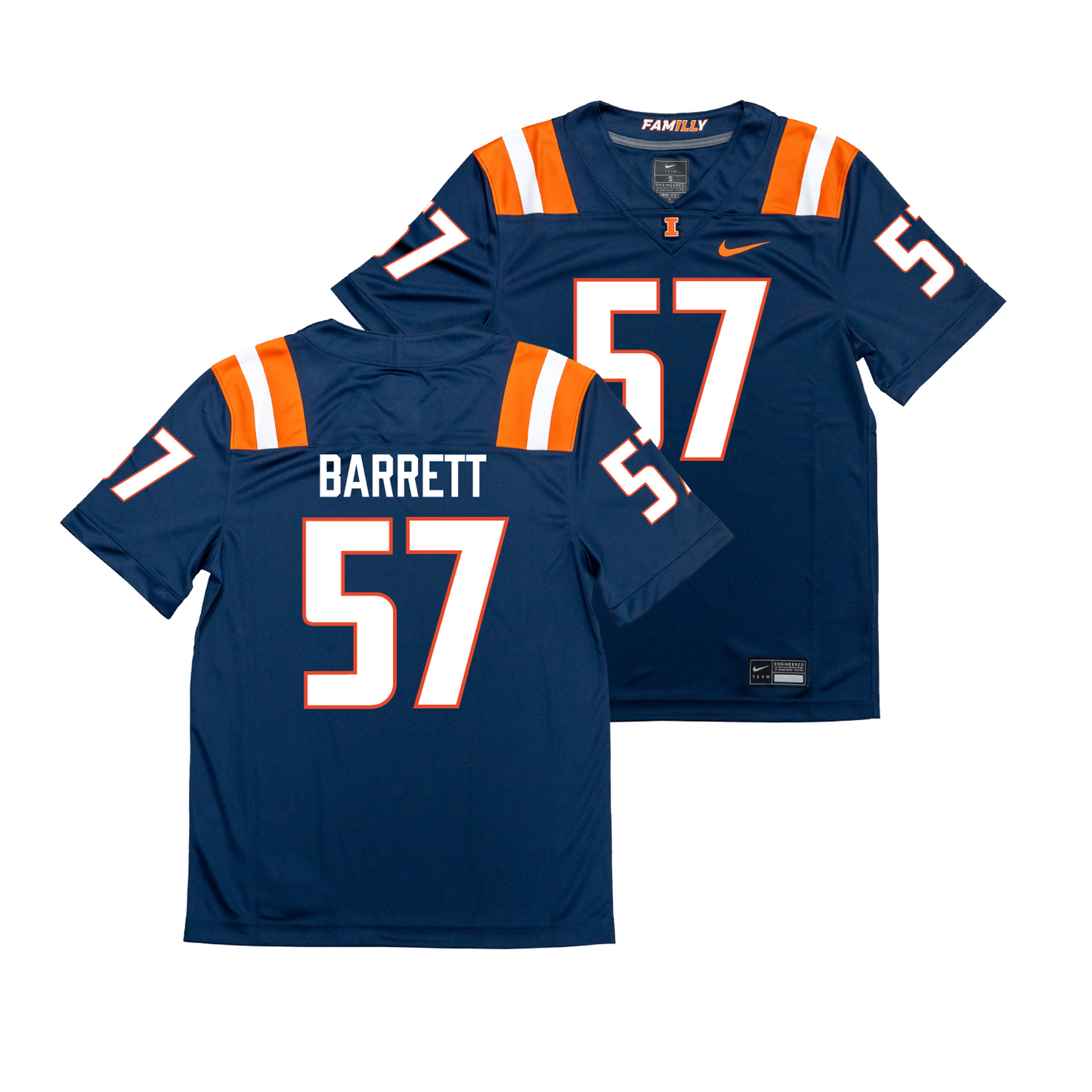 Nike Illinois Navy NIL Game Replica Football Jersey - Zach Barrett