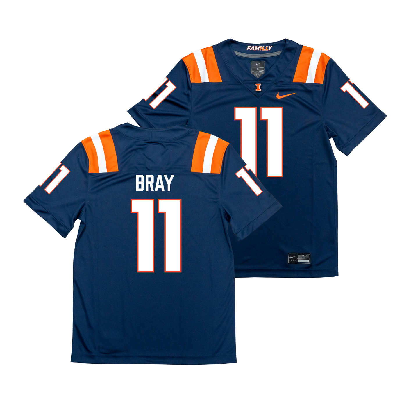 Nike Illinois Navy NIL Game Replica Football Jersey - Alexander Bray