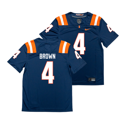 Nike Illinois Navy NIL Game Replica Football Jersey - Daniel Brown