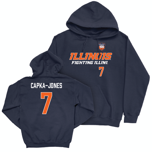 Illinois Football 100th Anniversary Navy Player Hoodie - Alex Capka-Jones | #7