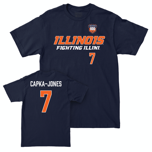 Illinois Football 100th Anniversary Navy Player Tee - Alex Capka-Jones | #7