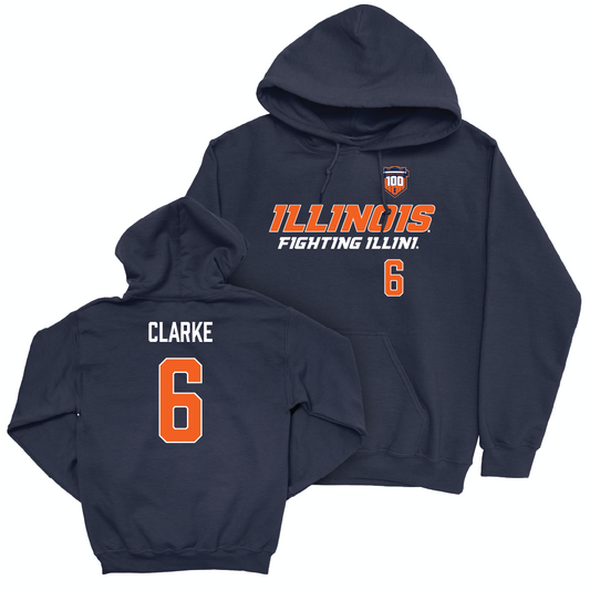 Illinois Football 100th Anniversary Navy Player Hoodie - Jaheim Clarke | #6