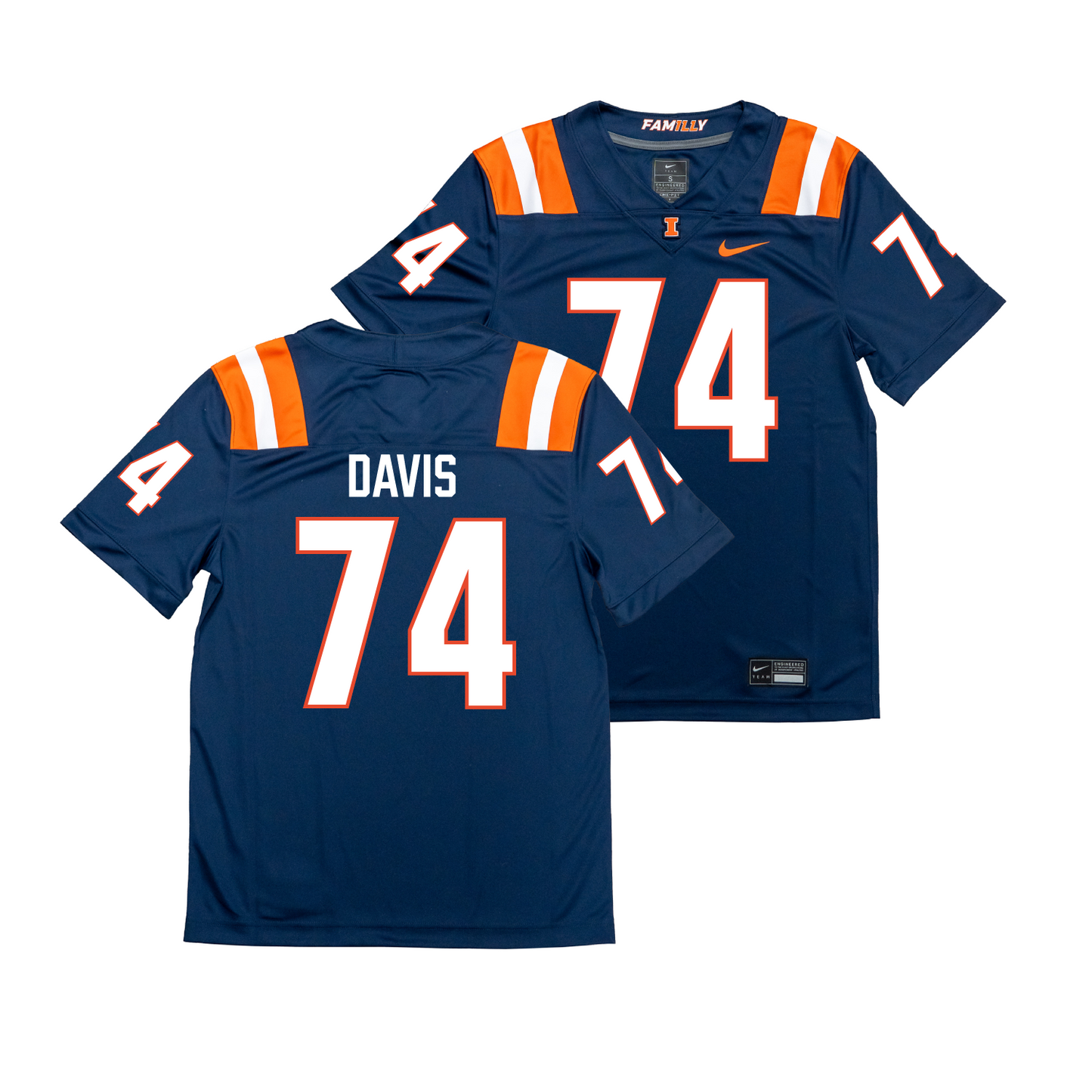 Nike Illinois Navy NIL Game Replica Football Jersey - JC Davis