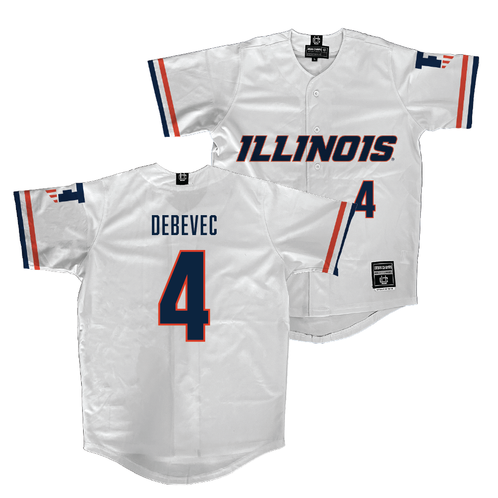 Illinois White Softball Jersey  - Gabrielle Debevec