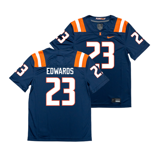 Nike Illinois Navy NIL Game Replica Football Jersey - TeRah Edwards