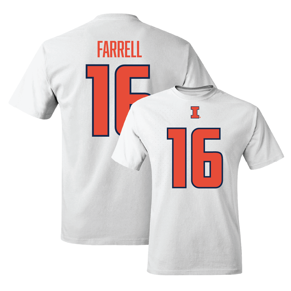 White Illinois Football Player Tee      - Logan Farrell