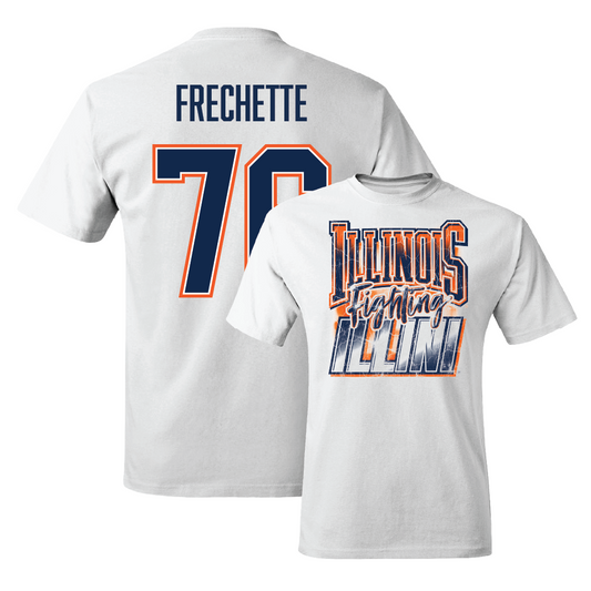 White Illinois Football Graphic Comfort Colors Tee     - Dylan Frechette