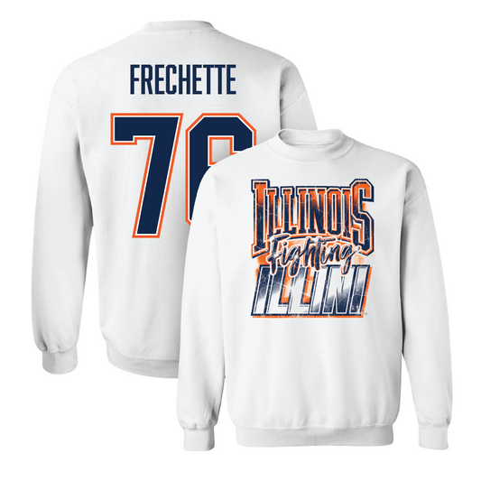 White Illinois Football Graphic Crew     - Dylan Frechette