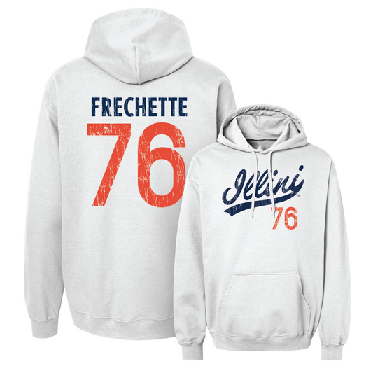 White Illinois Football Script Hoodie     - Dylan Frechette