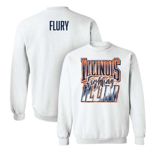 Illinois White Graphic Crew  - Kendall Flury