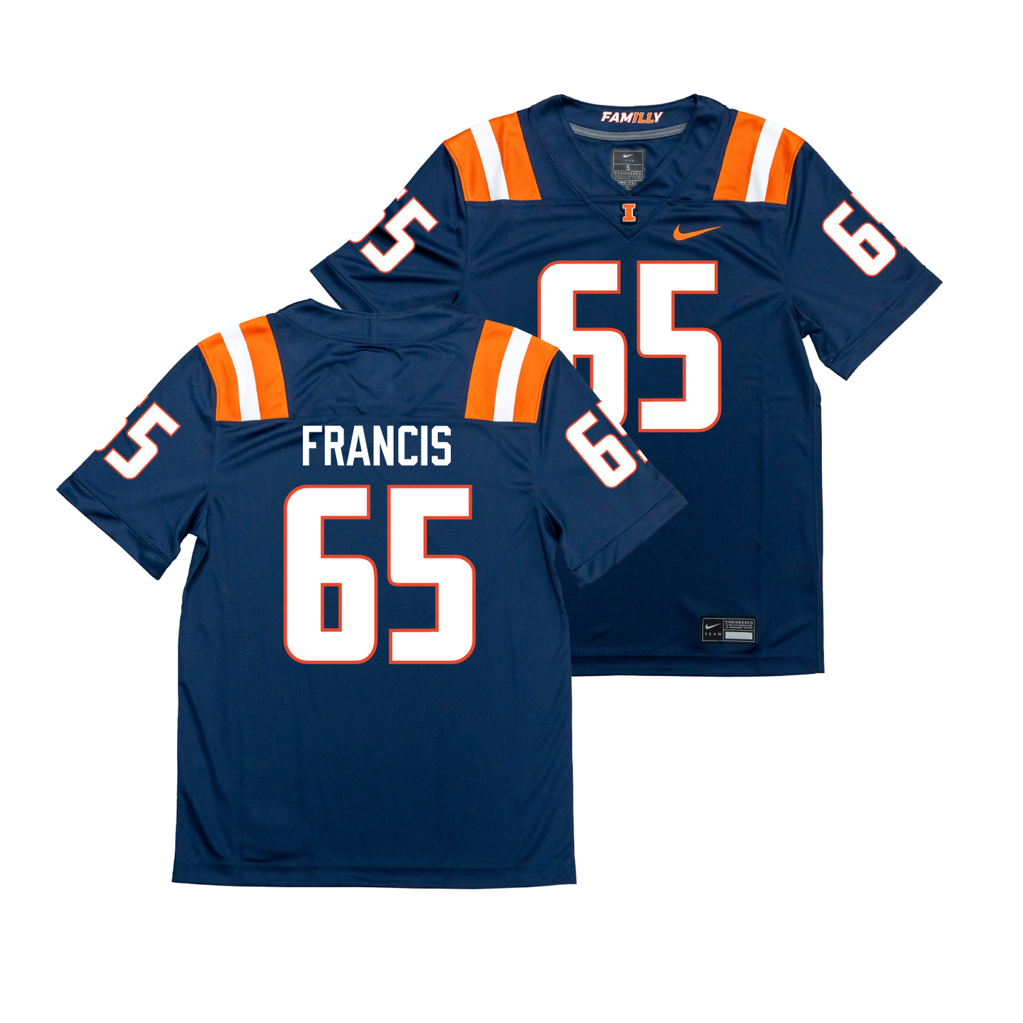 Nike Illinois Navy NIL Game Replica Football Jersey - Kellen Francis