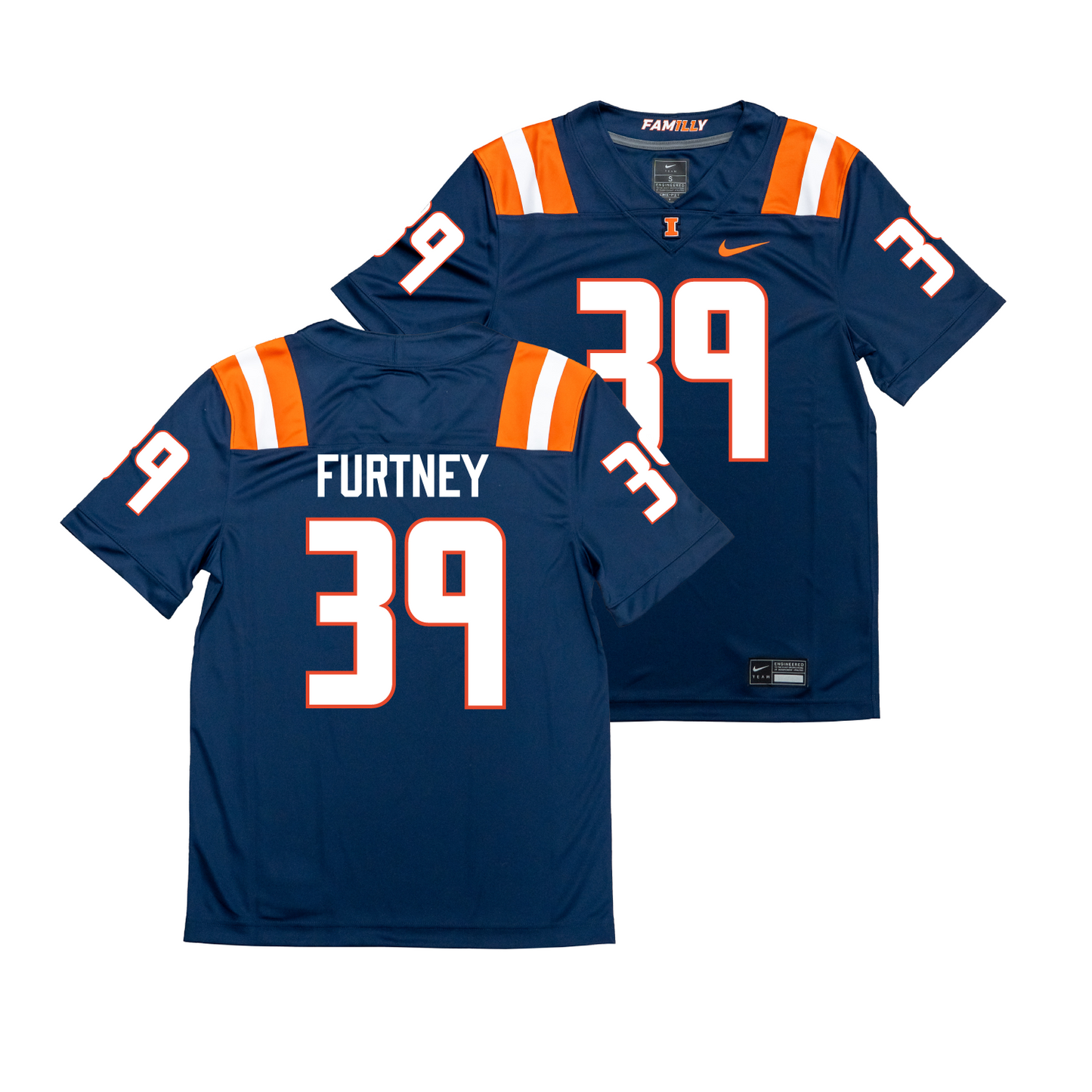 Nike Illinois Navy NIL Game Replica Football Jersey - Jake Furtney