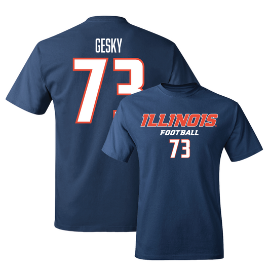 Navy Illinois Football Classic Tee     - Josh Gesky