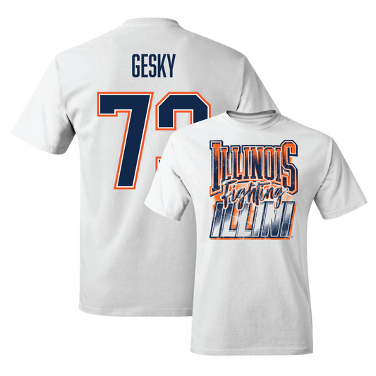 White Illinois Football Graphic Comfort Colors Tee     - Josh Gesky