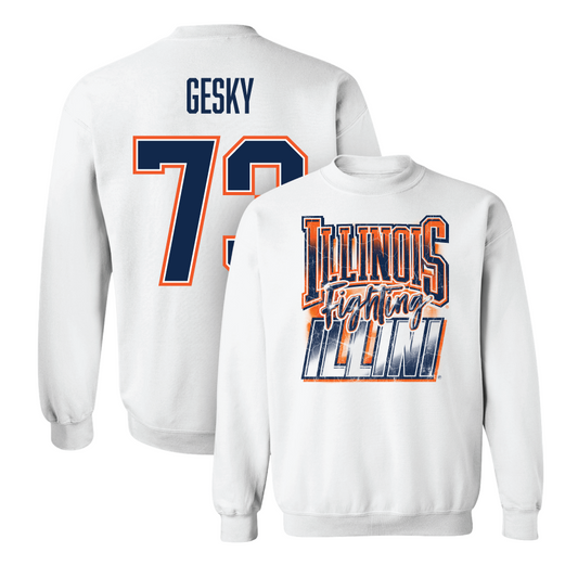 White Illinois Football Graphic Crew     - Josh Gesky