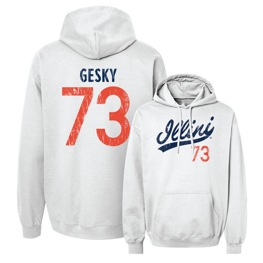 White Illinois Football Script Hoodie     - Josh Gesky