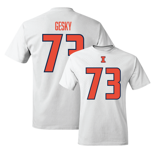 White Illinois Football Player Tee      - Josh Gesky
