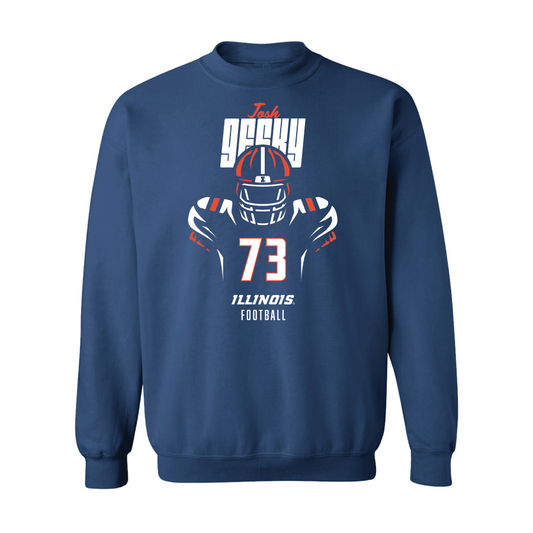 Navy Illinois Football Silhouette Crew     - Josh Gesky