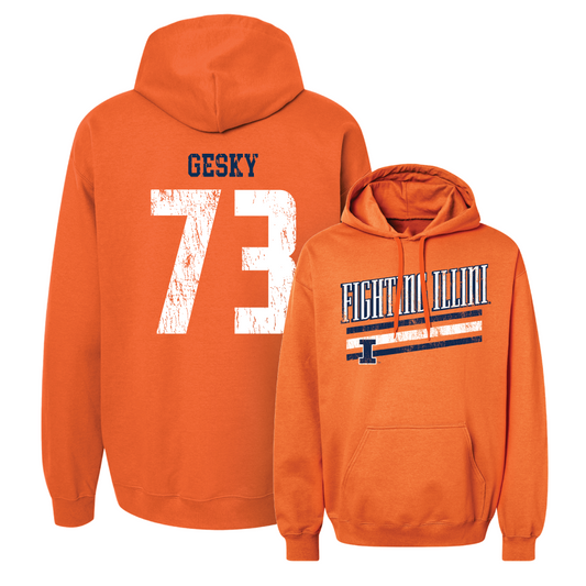 Orange Illinois Football Slant Hoodie     - Josh Gesky