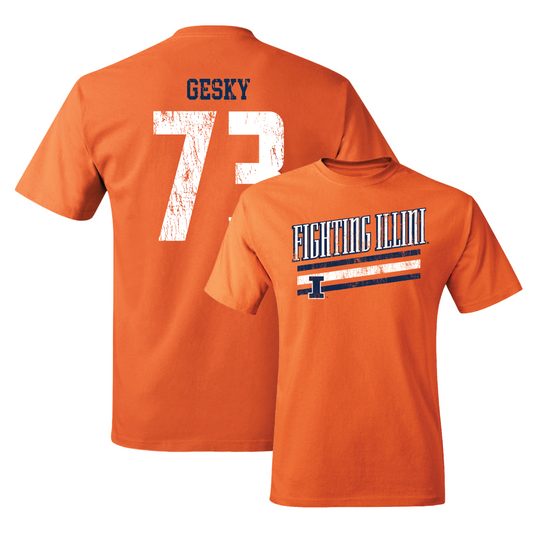 Orange Illinois Football Slant Tee     - Josh Gesky