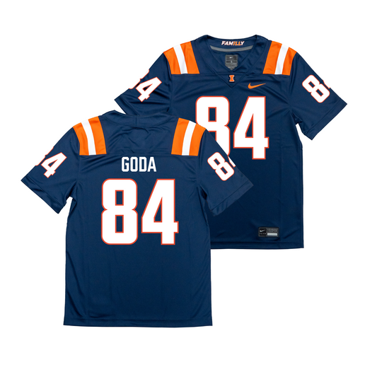 Nike Illinois Navy NIL Game Replica Football Jersey - Carson Goda