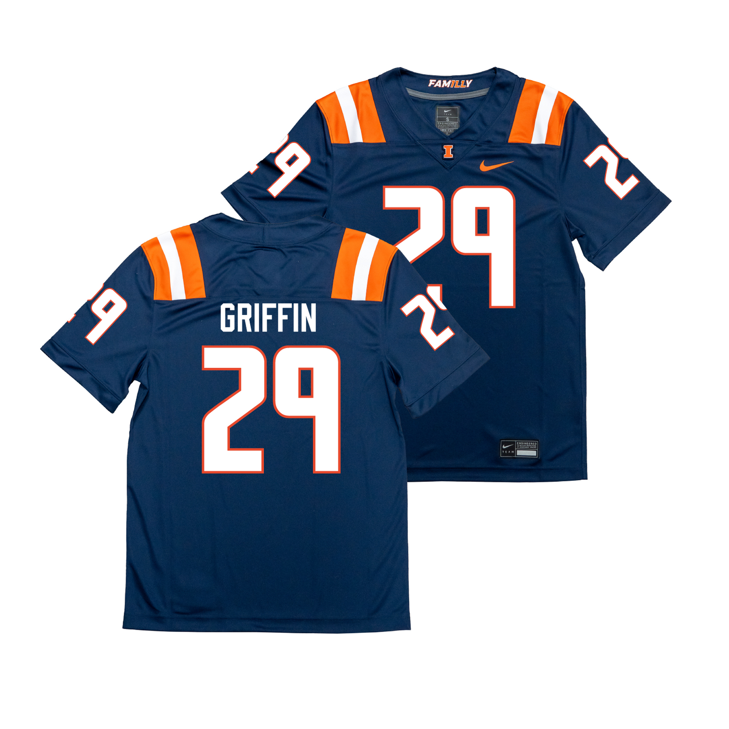 Nike Illinois Navy NIL Game Replica Football Jersey - TJ Griffin