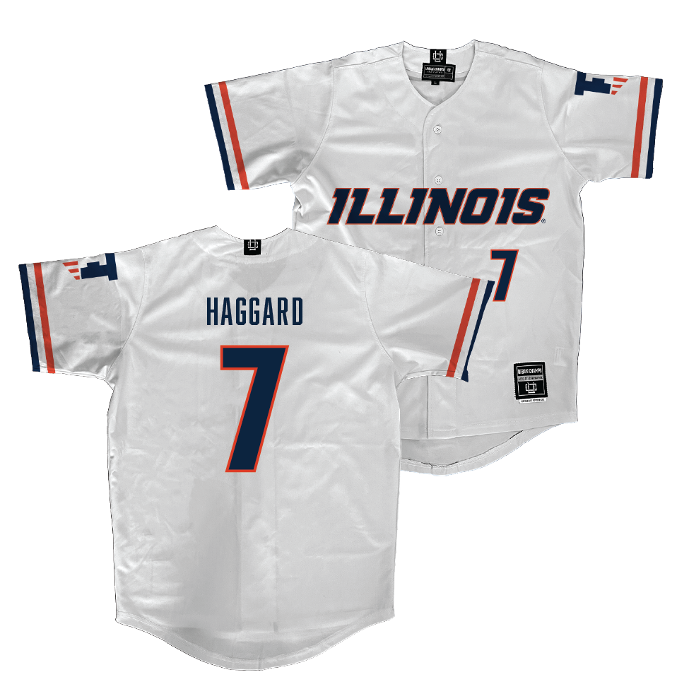 Illinois White Softball Jersey  - Ellie Haggard