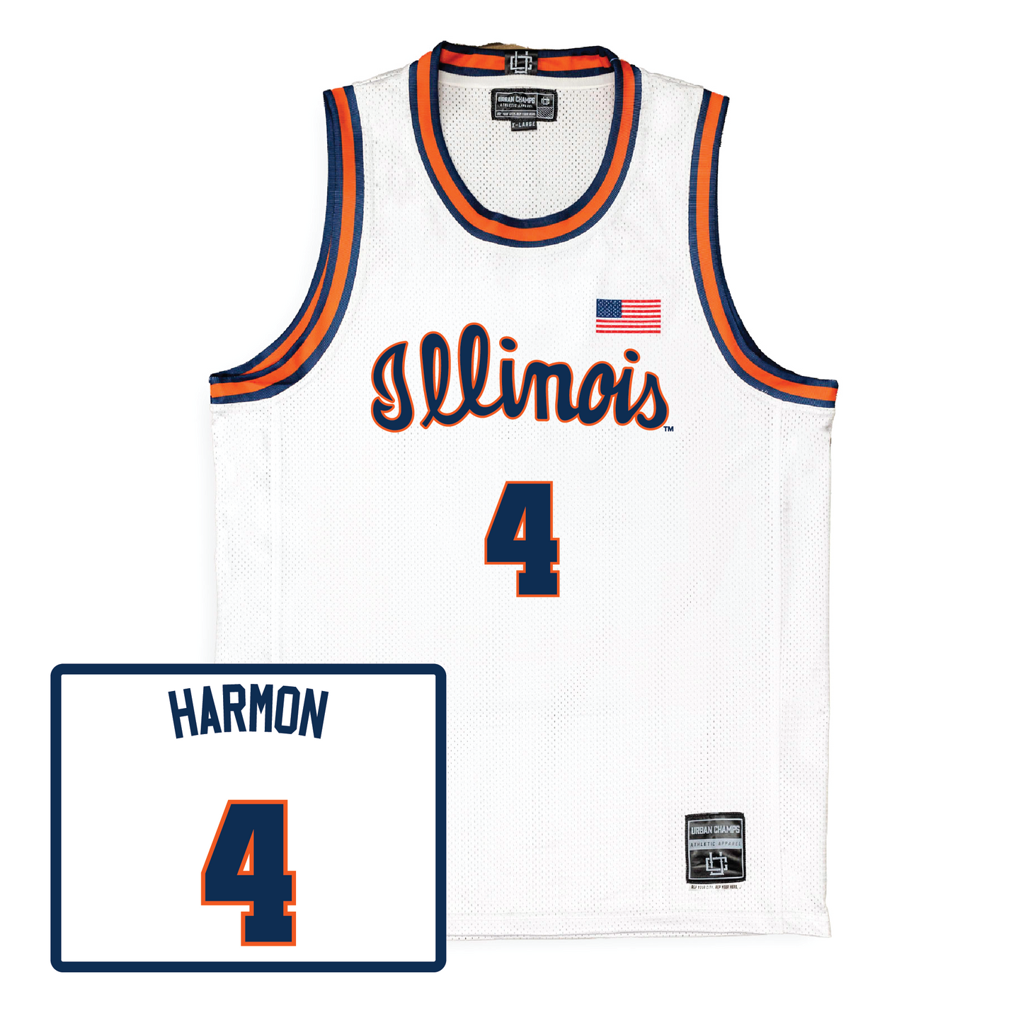 Men's Basketball White Script Jersey - Justin Harmon | #4