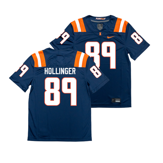 Nike Illinois Navy NIL Game Replica Football Jersey - Tanner Hollinger