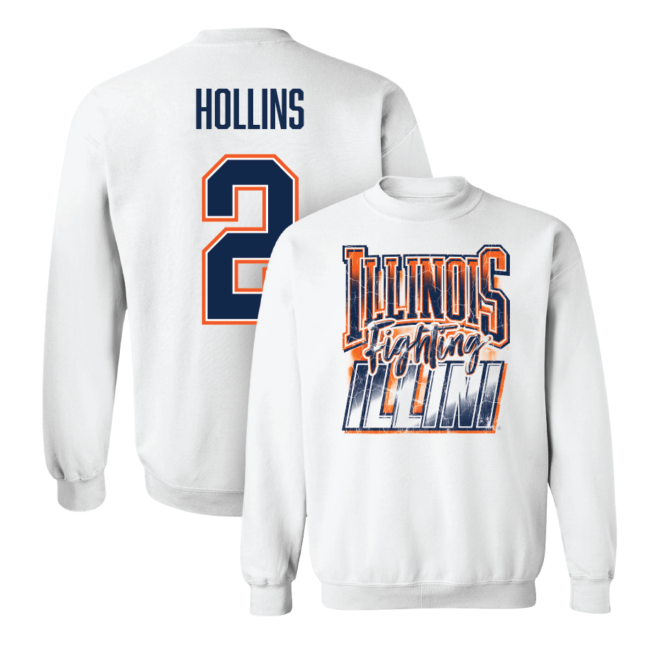 White Illinois Graphic Crew    - Ashton Hollins