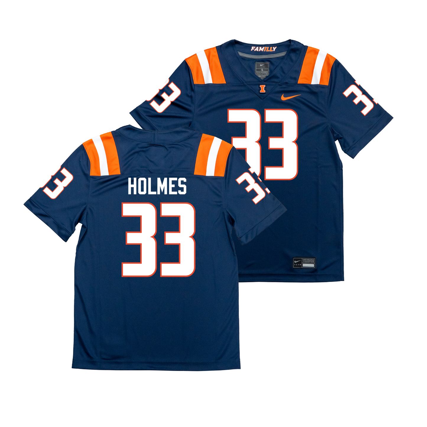 Nike Illinois Navy NIL Game Replica Football Jersey - Ezekiel Holmes #33