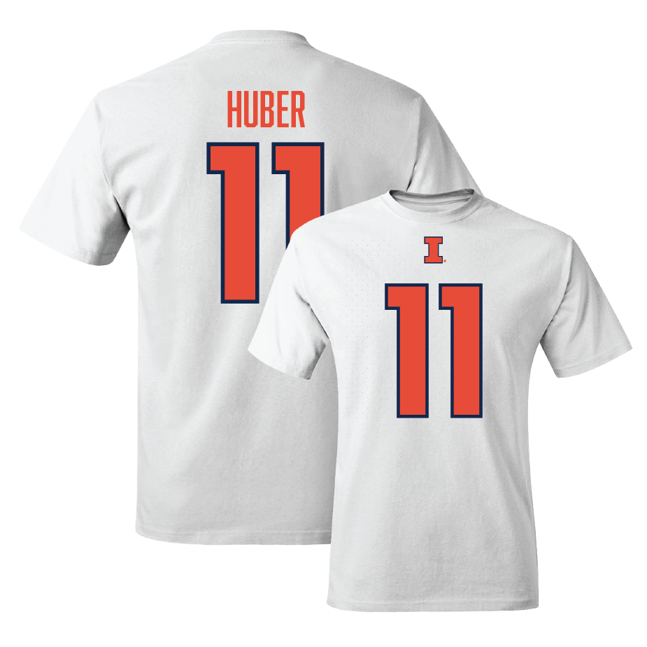 White Illinois Player Tee     - Jake Huber