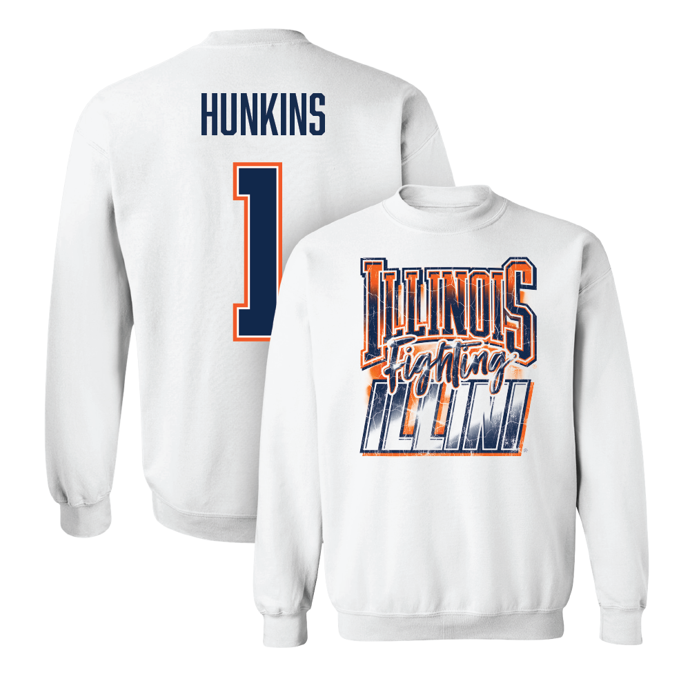 White Illinois Graphic Crew  - Reese Hunkins