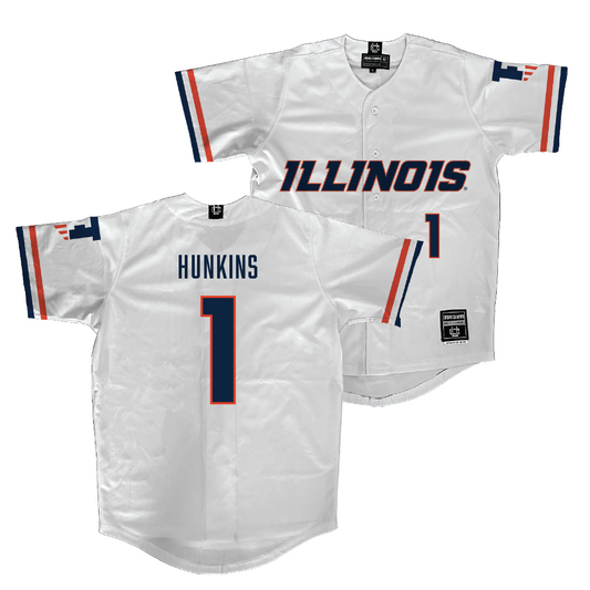 Illinois White Softball Jersey  - Reese Hunkins