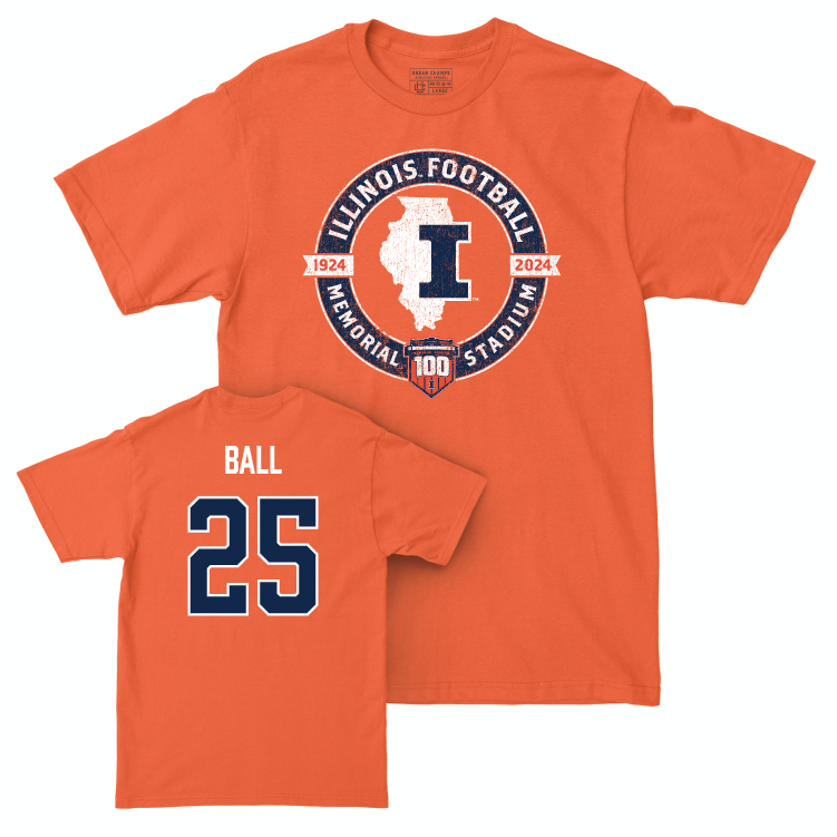 Illinois Football 100th Anniversary Orange Tradition Tee - Aaron Ball | #25 Small