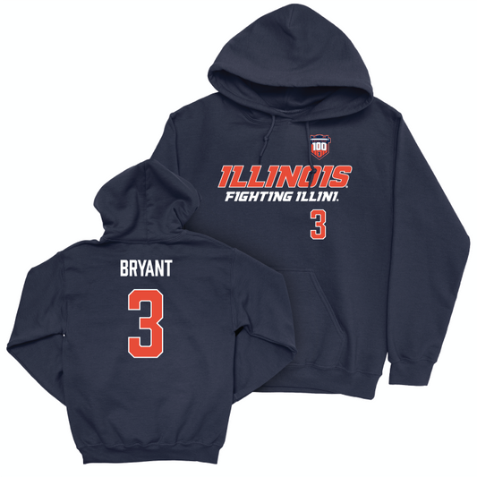 Illinois Football 100th Anniversary Navy Player Hoodie - Alec Bryant | #3 Small