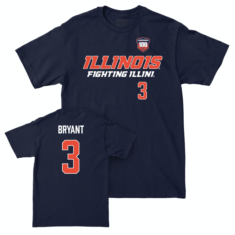 Illinois Football 100th Anniversary Navy Player Tee - Alec Bryant | #3 Small