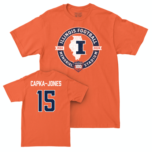 Illinois Football 100th Anniversary Orange Tradition Tee - Alex Capka-Jones | #15 Small