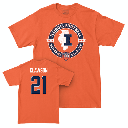 Illinois Football 100th Anniversary Orange Tradition Tee - Ben Clawson | #21 Small