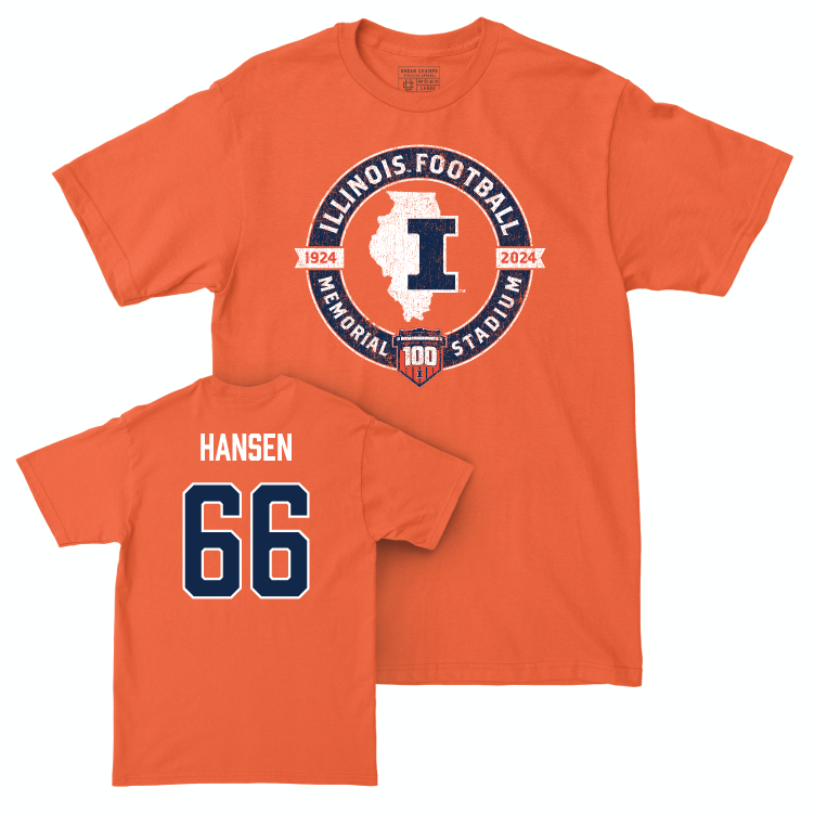 Illinois Football 100th Anniversary Orange Tradition Tee - Brandon Hansen | #66 Small